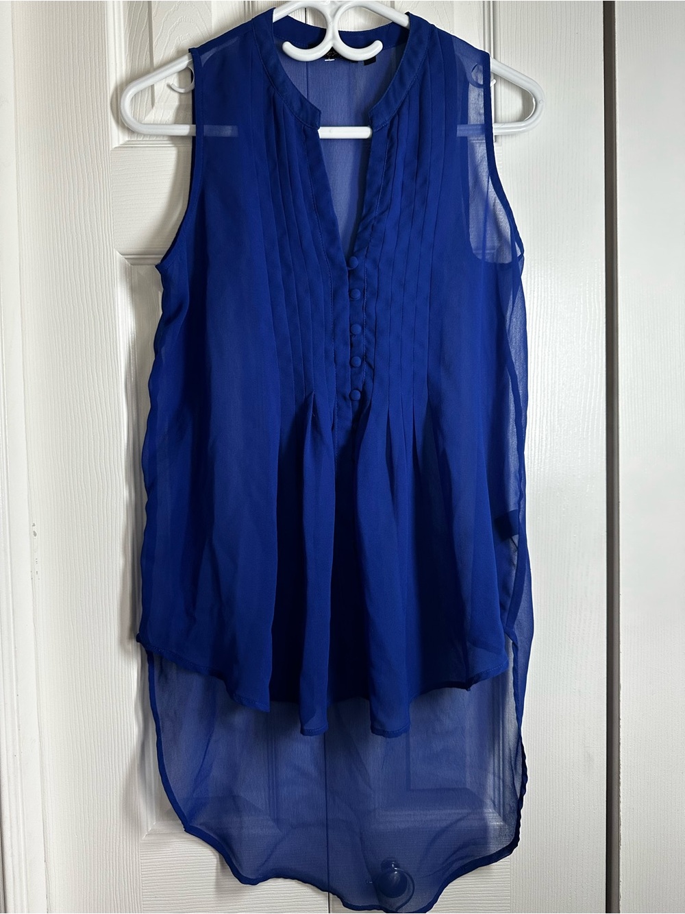 Dex Royal Blue Sleeveless Pleated High-Low Camisole